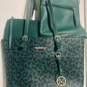 Montana West Green Leopard Print Tote Bag